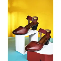 Pelle Albero Women's Maroon Ankle Strap Sandals-picture-26