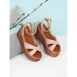 Pelle Albero Women's Pink Ankle Strap Wedges-picture-22