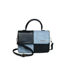 PELLE LUXUR Black & Blue Solid Medium Sling Handbag-picture-21