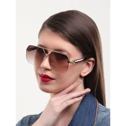 PELLE LUXUR Unisex Brown Lens & Black Oversized Sunglasses with-picture-34