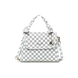 PELLE LUXUR White & Black Checks Medium Satchel-picture-48