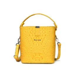 PELLE LUXUR Yellow Animal Effect Small Bucket Bag-picture-34