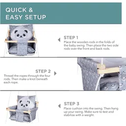 peloxo Wooden Baby Swing for Kids jhula with 2 Pillows, Hanging Swing For Baby Swings image 4