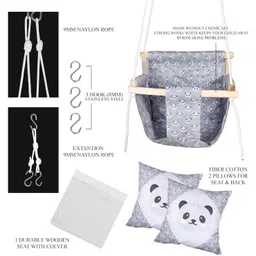 peloxo Wooden Baby Swing for Kids jhula with 2 Pillows, Hanging Swing For Baby Swings image 3