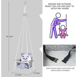 peloxo Wooden Baby Swing for Kids jhula with 2 Pillows, Hanging Swing For Baby Swings image 5