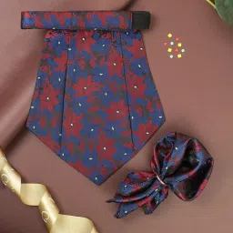 peluche Mesmerizing Floral Blue Cravat & Pocket Square set For Men image 1