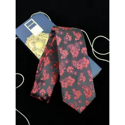 PELUCHE Black & Red Woven Design Broad Tie-picture-19