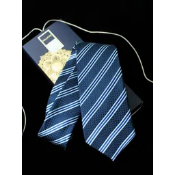 PELUCHE Blue & Multicoloured Striped Broad Tie-picture-35