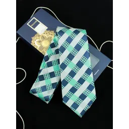 PELUCHE Blue & Sea Green Checked Broad Tie-picture-14