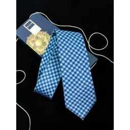 PELUCHE Blue Woven Design Broad Tie image 1