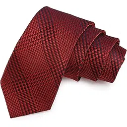 peluche Charismatic Red & Black Colored Microfiber Necktie for Men-picture-24