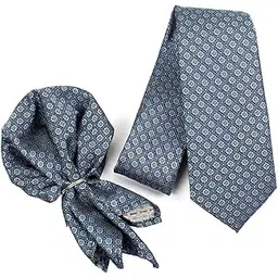 peluche Floral Design Black Neck Tie & Pocket Square Set for Men-picture-48