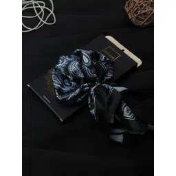 PELUCHE Men Black Silk Paisley Print Pocket Square-picture-34
