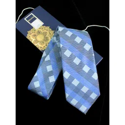 PELUCHE Men Blue & Black Checked Broad Formal Tie-picture-20