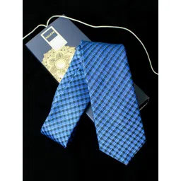 PELUCHE Men Blue & Black Checked Broad Tie-picture-22