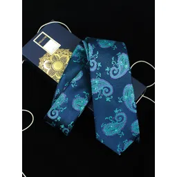PELUCHE Men Blue & Black Woven Design Broad Tie-picture-36