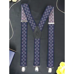 PELUCHE Men Blue & White Patterned Suspenders-picture-42
