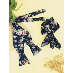 Peluche Men Blue Floral Printed Open Bow Tie & Pocket Square Set-picture-16