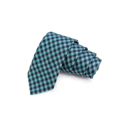 PELUCHE Men Green & Blue Checked Broad Tie-picture-19