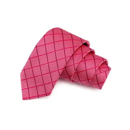 PELUCHE Men Pink & White Checked Broad Tie-picture-22