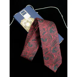 PELUCHE Men Red & Black Woven Design Broad Tie-picture-16