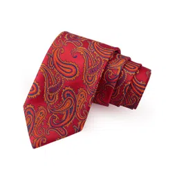 PELUCHE Men Red Woven Design Broad Tie-picture-10