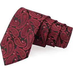 peluche Noteworthy Black & Red Colored Microfiber Necktie for Men-picture-25
