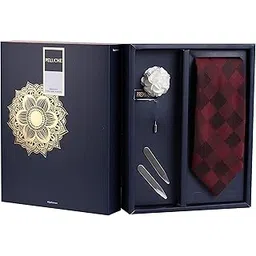 peluche Refined Checks Combo Set Of 1 Neck Tie, 1 Brooch And 1 Pair of Collar Stays for Men's (1145-00-747420_Free Size)-picture-48
