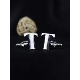 PELUCHE Silver-Toned Alphabet Cufflink image 1