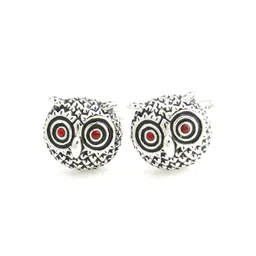 PELUCHE Silver-Toned & Black Enamelled Quirky Cufflink-picture-35