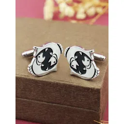 PELUCHE Silver-Toned & Black Quirky Cufflink-picture-32