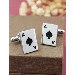 PELUCHE Silver-Toned The Play Card Cufflink-picture-41
