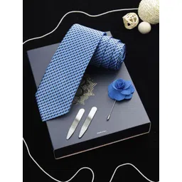 PELUCHE The Splendid Melee Blue & Black Checked Broad Tie Gift Box image 1