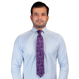 PELUCHE Unisex Purple Woven Design Skinny Tie image 2