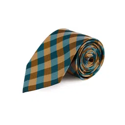 PELUCHE Unisex Yellow & Blue Checked Broad Tie-picture-32