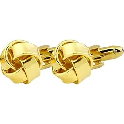 Peluche Classy Golden Gloss Finish Knot Premium Cufflinks-image-0
