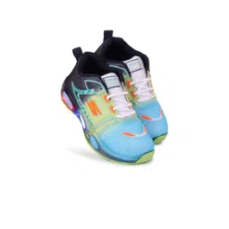 PENNEN Boys Blue & White Printed Lace Up Round Toe Mesh Sneakers-picture-15