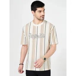 People By Pantaloons Beige Cotton Boxy Fit Striped T-Shirt-picture-14