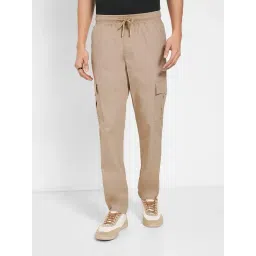 People By Pantaloons Beige Cotton Regular Fit Trackpants-picture-24