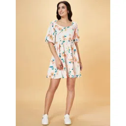 People by Pantaloons Beige Printed A-Line Dress-picture-30