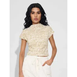 People By Pantaloons Beige Slim Fit Printed Top-picture-31