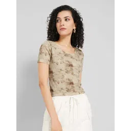 People By Pantaloons Beige Slim Fit Printed Top-picture-16