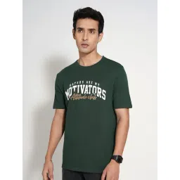 People By Pantaloons Bistro Green Cotton Slim Fit Printed T-Shirt-picture-30