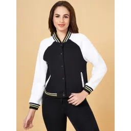 People by Pantaloons Black & White Cotton Color-Block Sweatshirt-picture-33