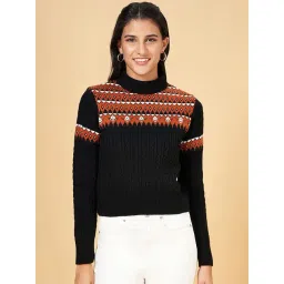 People by Pantaloons Black Embroidered Sweater-picture-43