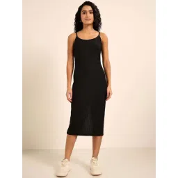 People by Pantaloons Black Plain Dress-picture-15