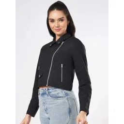 People by Pantaloons Black Plain Jacket image 3