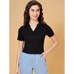 People by Pantaloons Black Slim Fit T-Shirt-picture-35