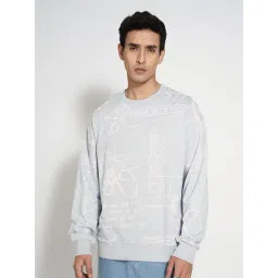 People By Pantaloons Blue Cotton Boxy Fit Printed Sweatshirt-picture-22