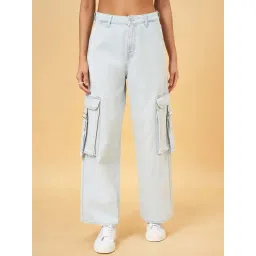 People by Pantaloons Blue Cotton High Rise Jeans-picture-34